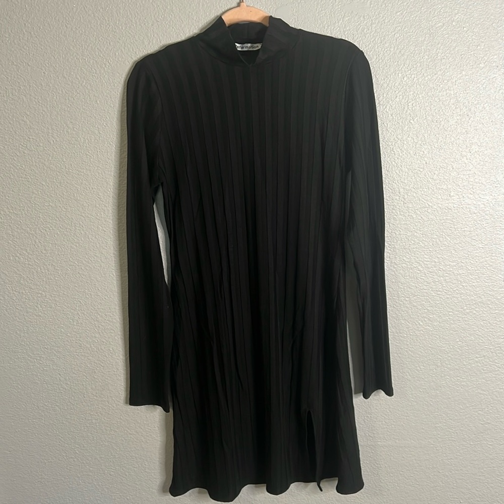 Reformation Black Stripped Material Dress - NWT - Picture 1 of 7